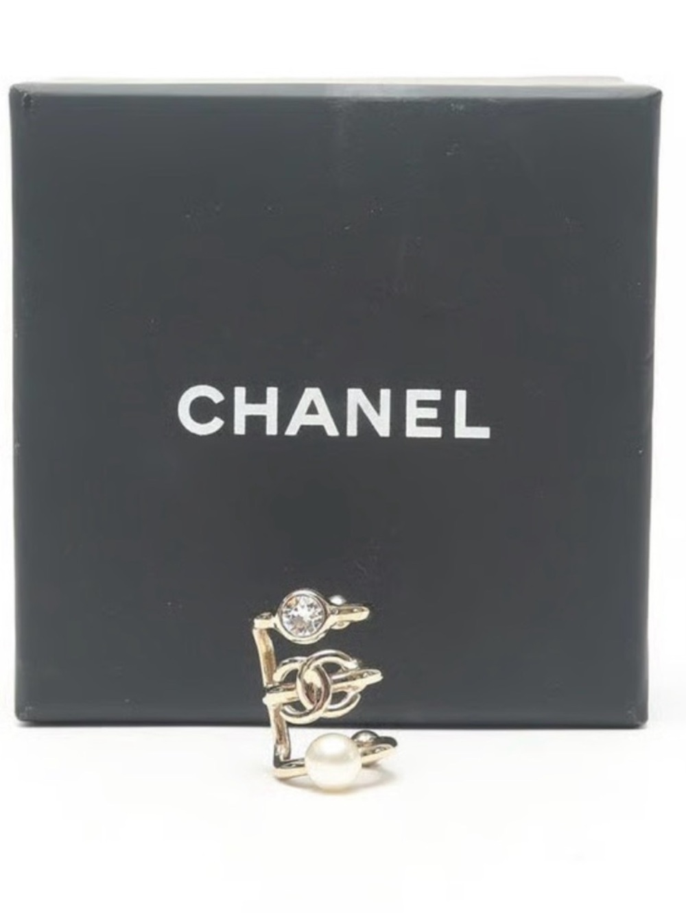 Chanel Gold Ear Cuff with Crystal & Pearl